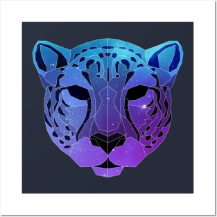 Galaxy Cheetah Geometric Animal Posters and Art